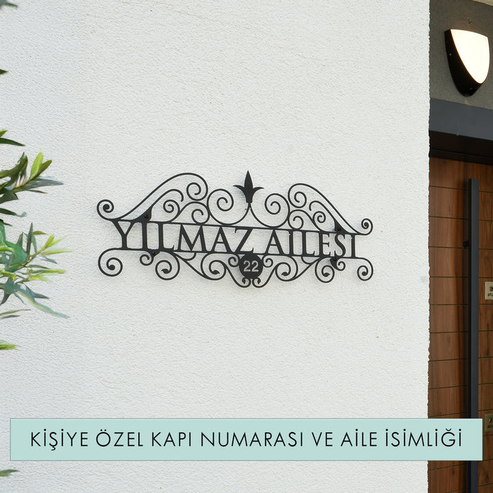 Kişiye Özel Vintage Lines Metal Kapı İsimliği