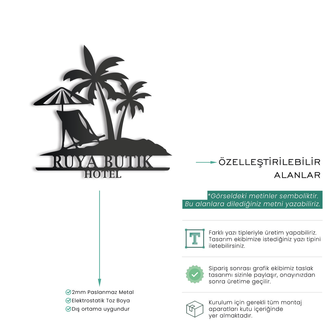 Kişiye Özel Plaj Temalı Metal İsimlik