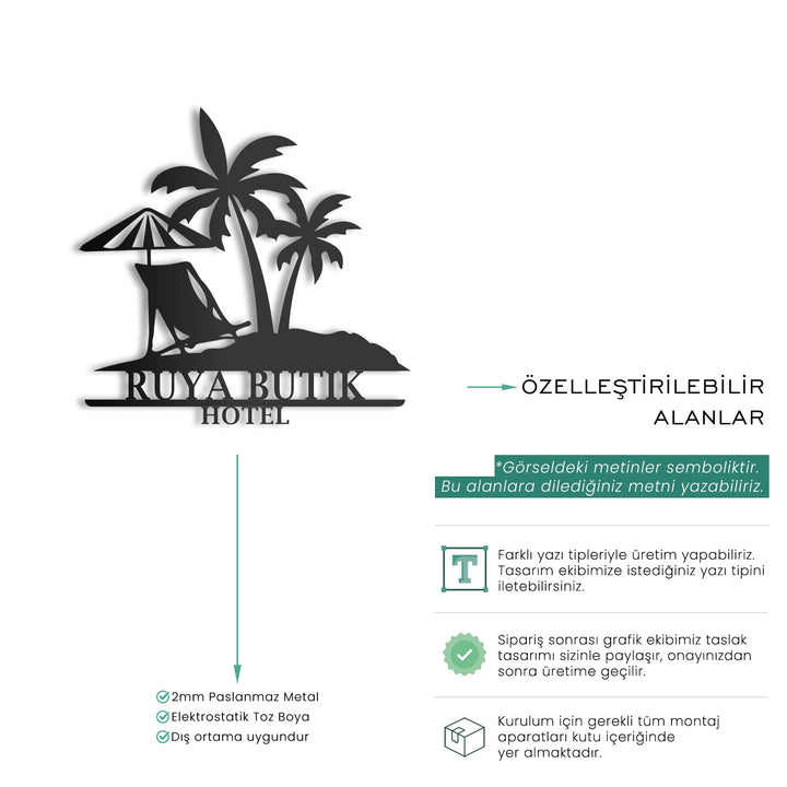 Kişiye Özel Plaj Temalı Metal İsimlik