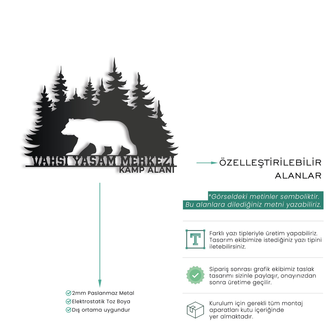 Kişiye Özel Ayı Temalı Metal İsimlik