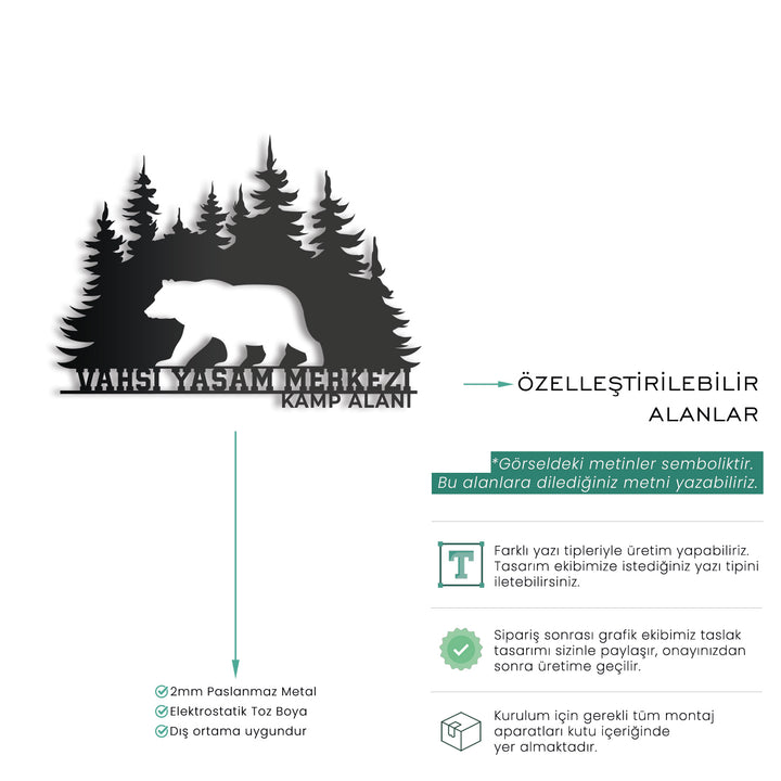 Kişiye Özel Ayı Temalı Metal İsimlik