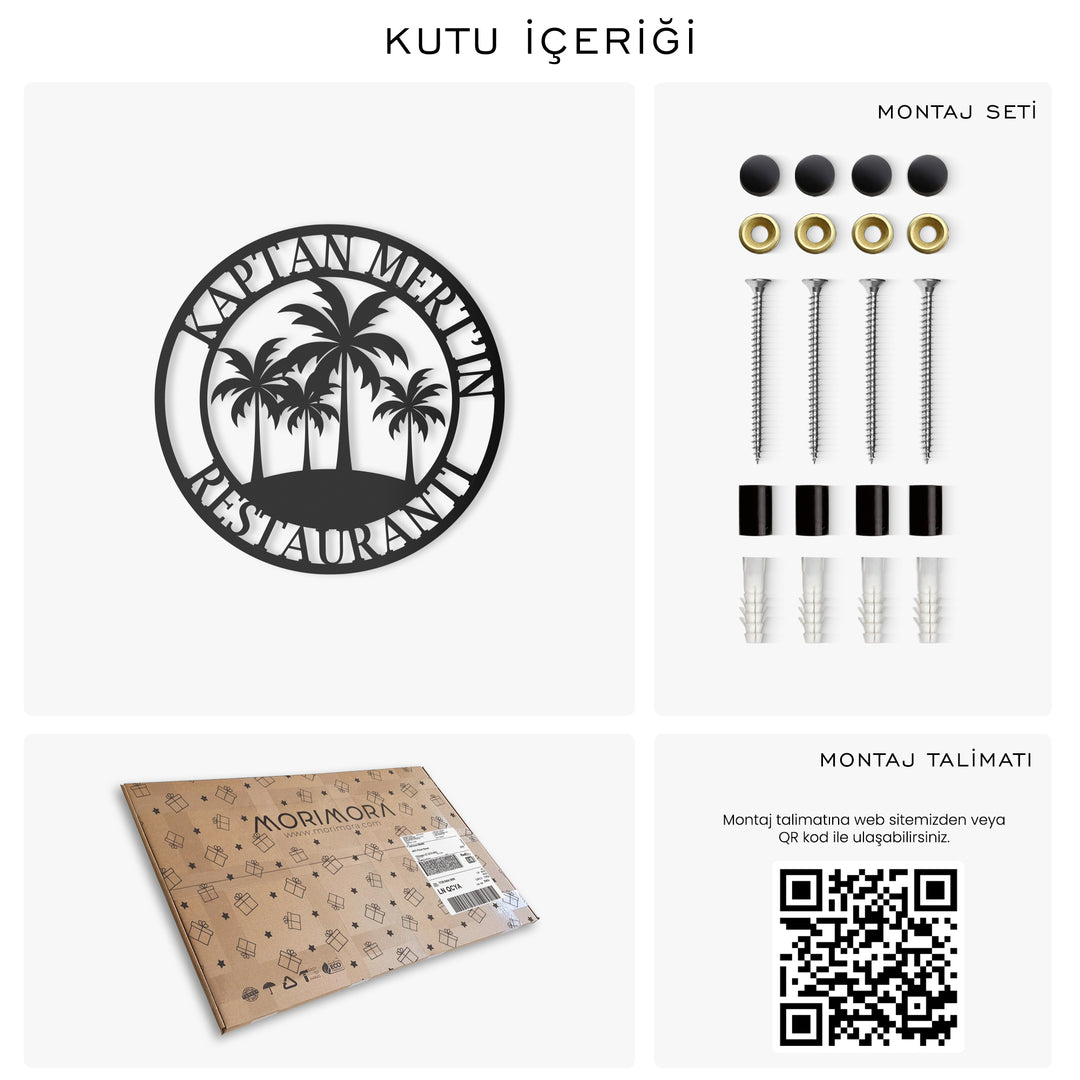 Kişiye Özel Tropikal Palmiye Temalı Metal İsimlik