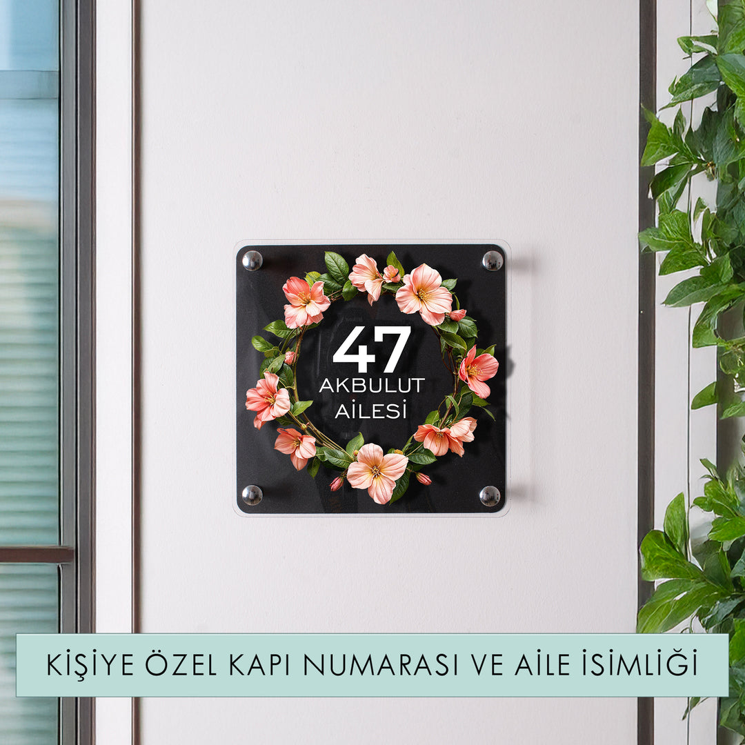 Kişiye Özel Çiçek Gül Desenli Aile İsimliği