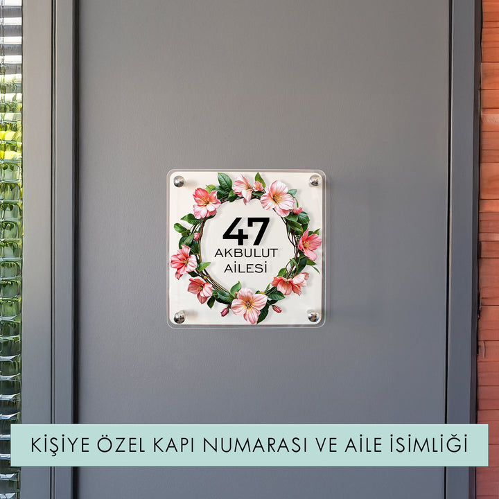 Kişiye Özel Çiçek Gül Desenli Aile İsimliği