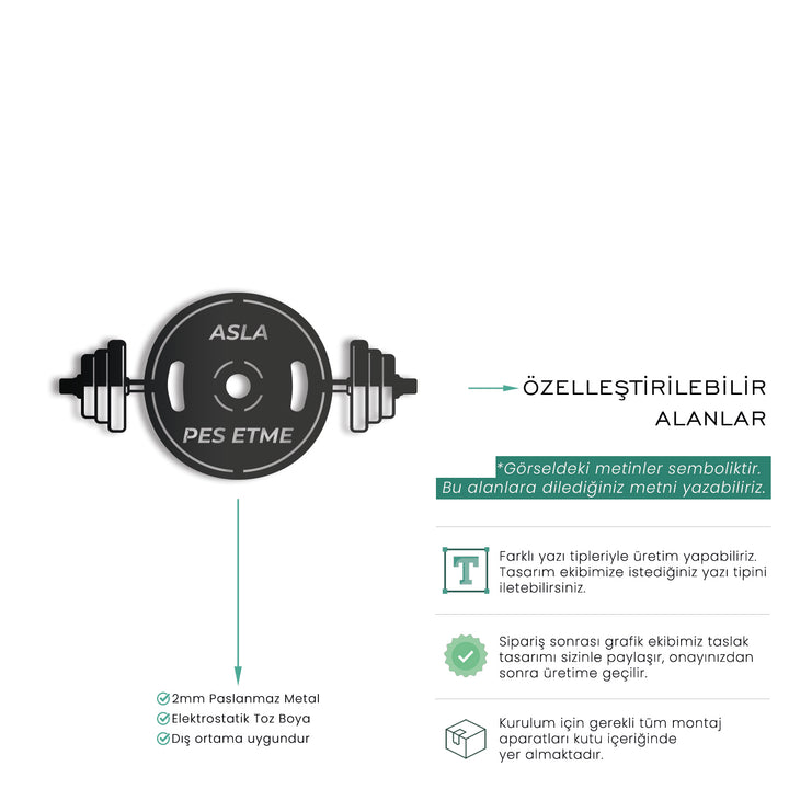 Kişiye Özel Fitness Temalı Metal İsimlik