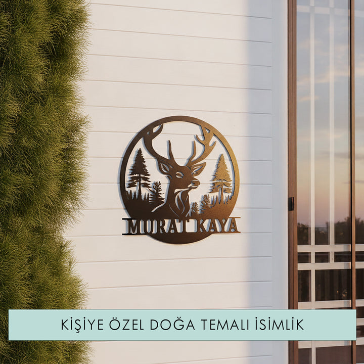 Kişiye Özel Geyik Temalı Metal İsimlik