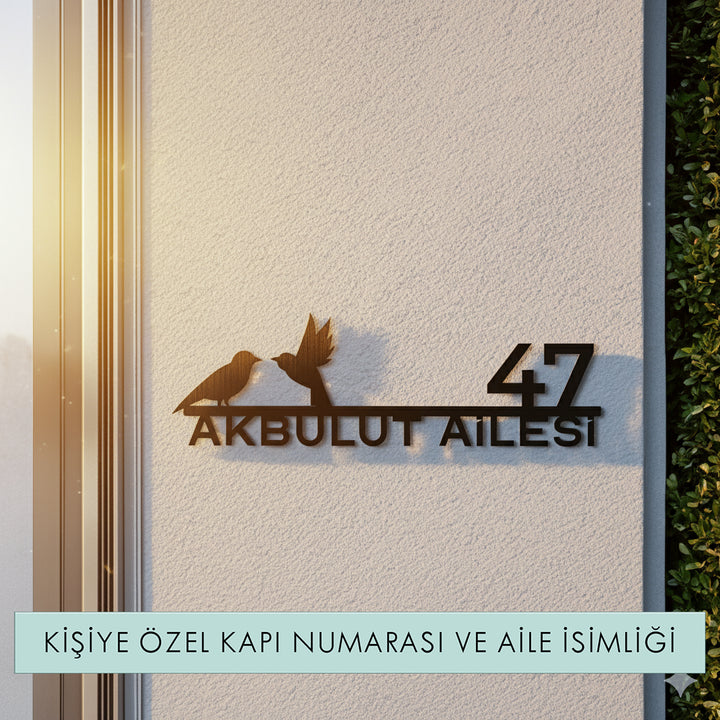 Kuş Figürlü Kişiselleştirilebilir Adres Tabelası