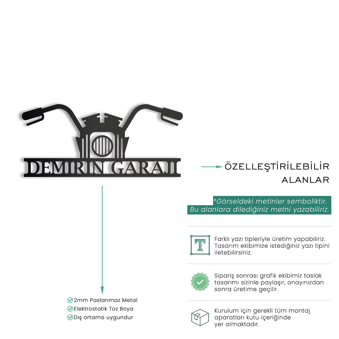 Kişiye Özel Motosiklet Temalı Metal İsimlik