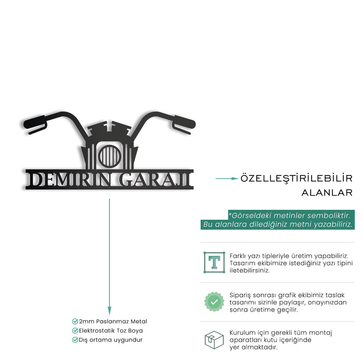 Kişiye Özel Motosiklet Temalı Metal İsimlik