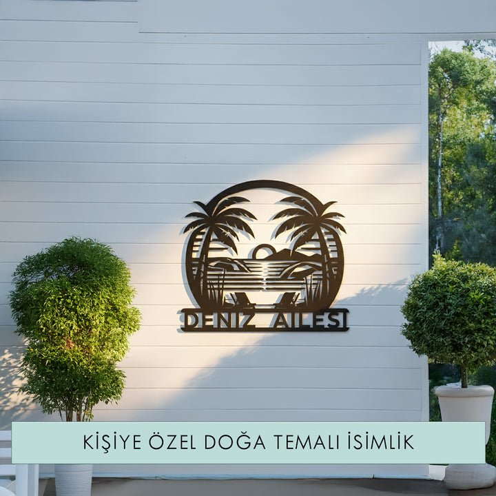 Kişiye Özel Günbatımı Plaj Temalı Metal İsimlik