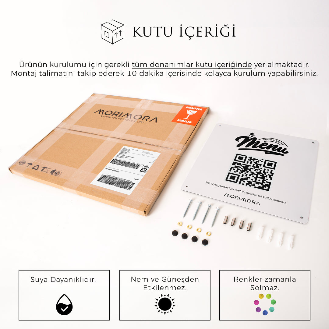 İşletmelere Özel Metal QR Kodlu Menü Tabelası