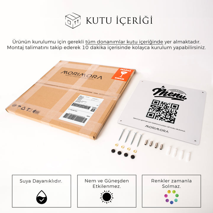 İşletmelere Özel Metal QR Kodlu Menü Tabelası