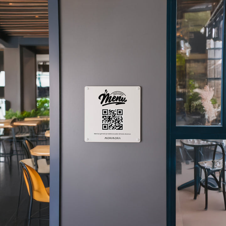 İşletmelere Özel Metal QR Kodlu Menü Tabelası