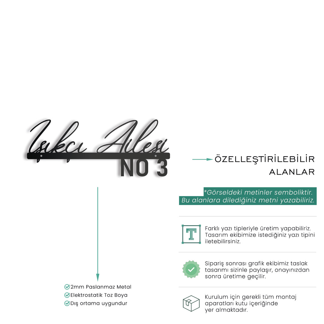 Kişiye Özel Metal Villa İsimliği