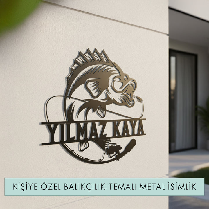 Kişiye Özel Balıkçı Temalı Metal İsimlik