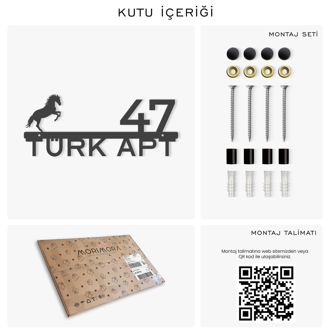 Kişiye Özel Metal At Figürlü Kapı İsimliği