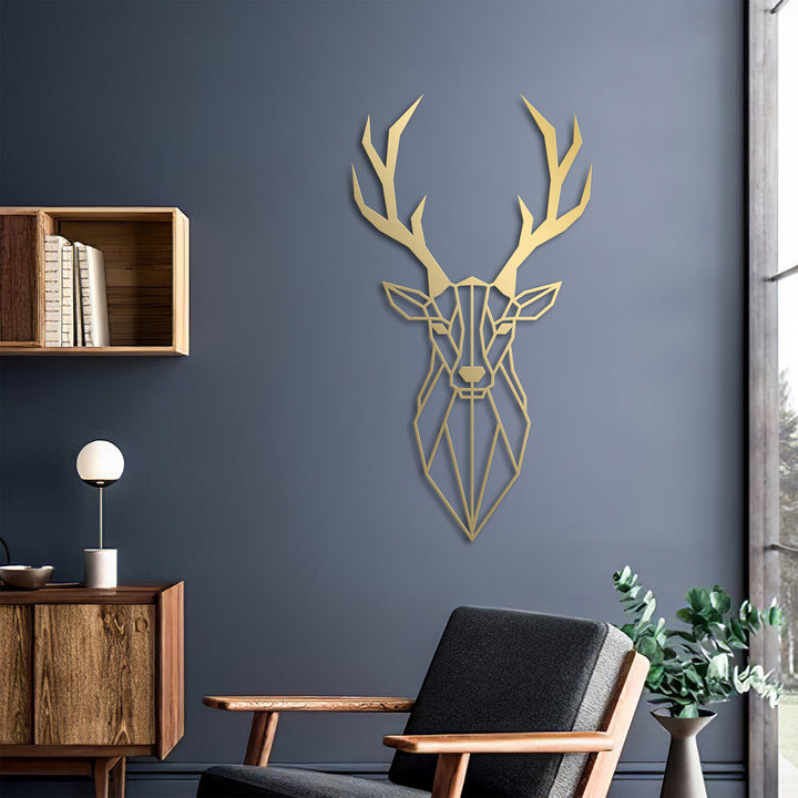 Deer Head Metal Wall Painting