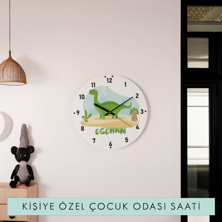 Kişiye Özel Dinozor Temalı Çocuk Odası Duvar Saati