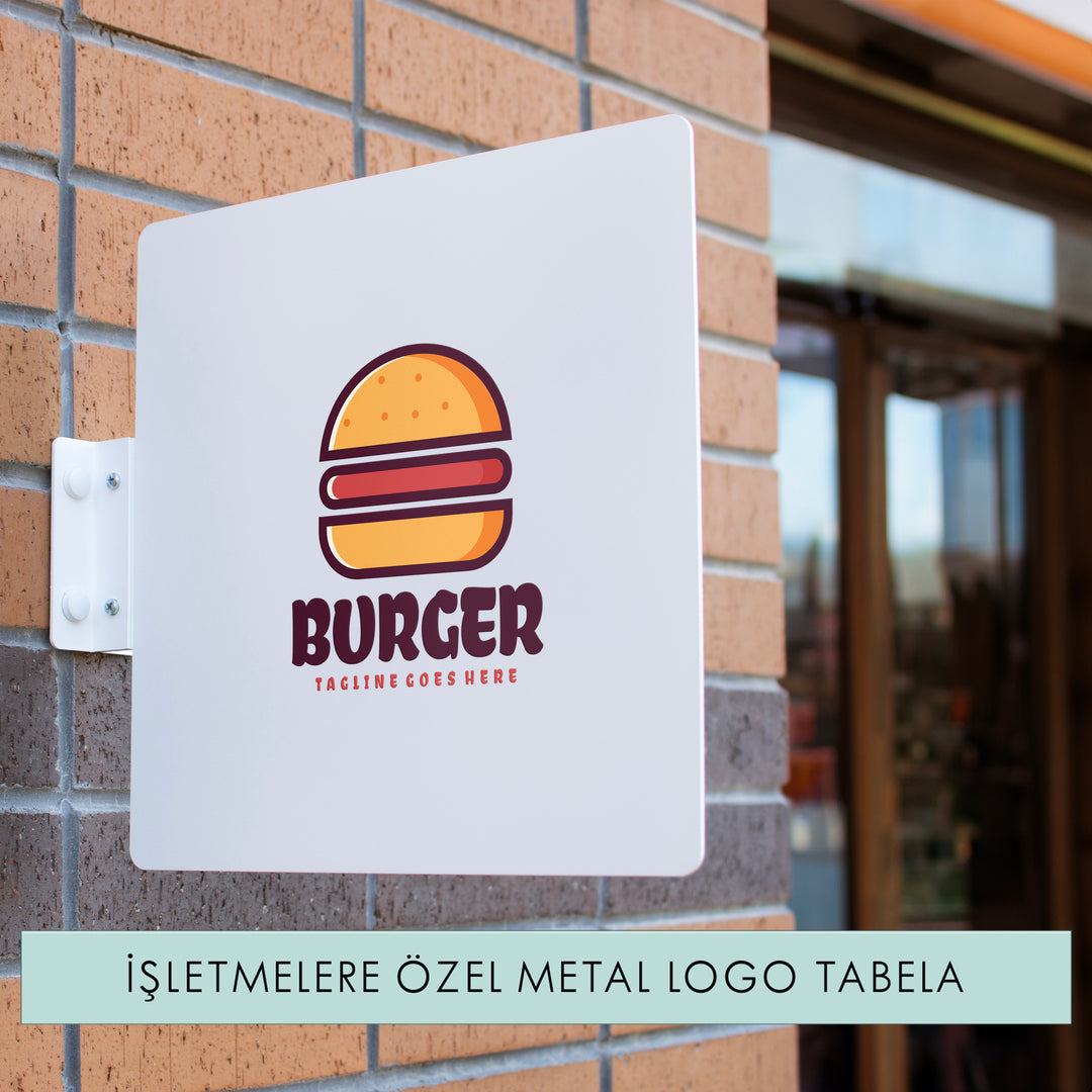 Kişiye Özel Logolu Metal Tabela	 - Kare