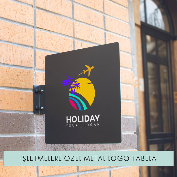 Kişiye Özel Logolu Metal Tabela	 - Kare