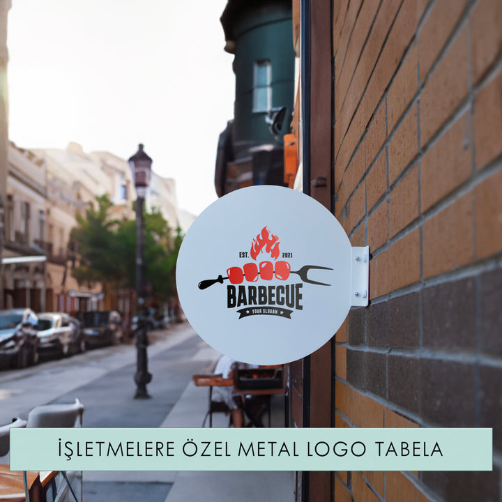 Kişiye Özel Logolu Metal Tabela	 - Yuvarlak