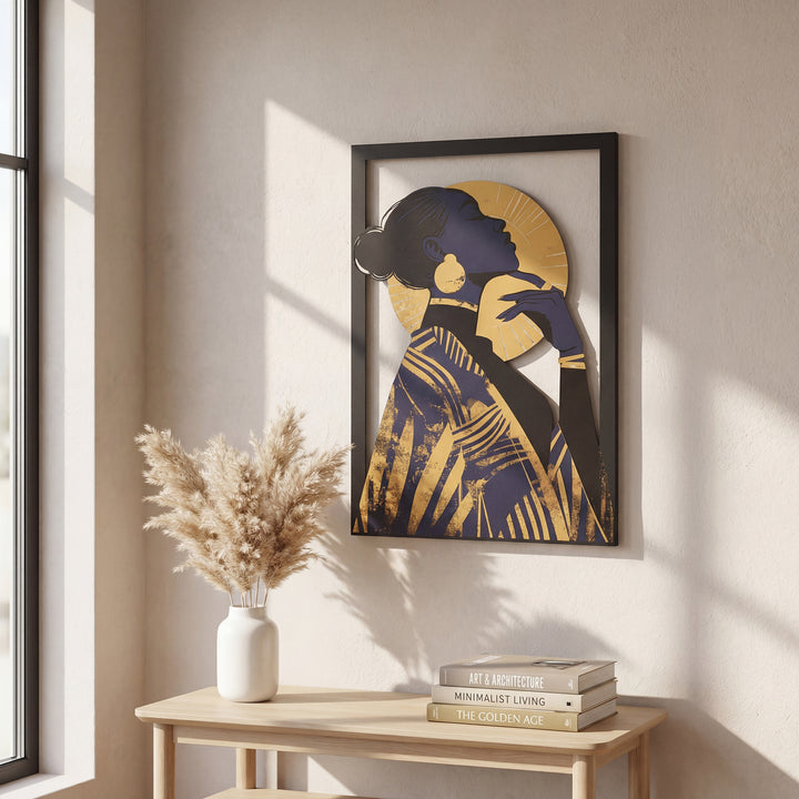 Kadın Silüeti Renkli Metal Tablo