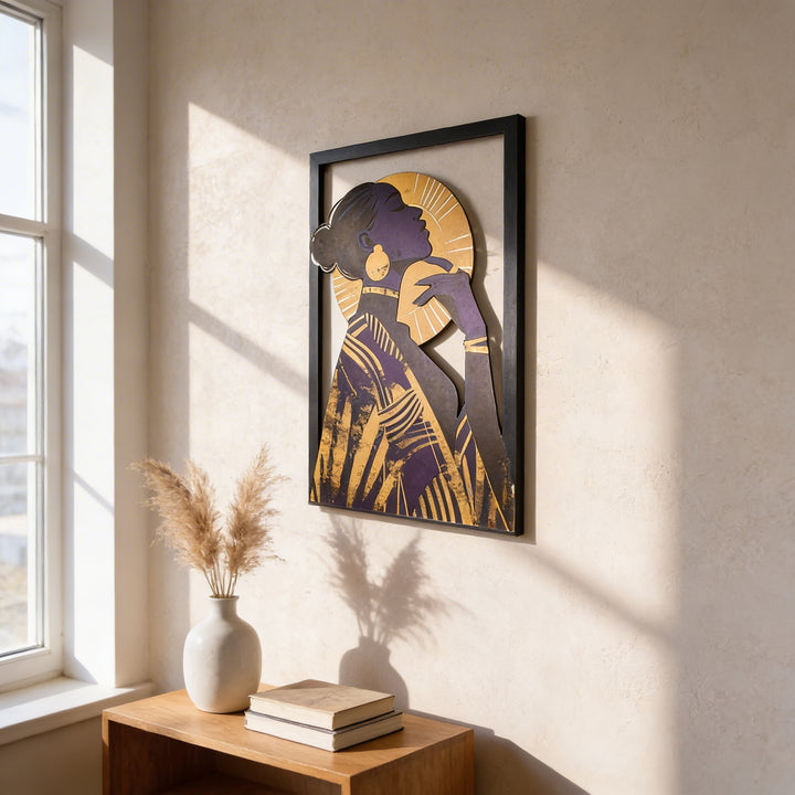 Kadın Silüeti Renkli Metal Tablo