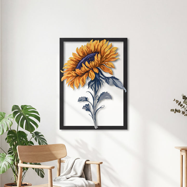 Ayçiçeği Temalı Renkli Metal Duvar Dekoru