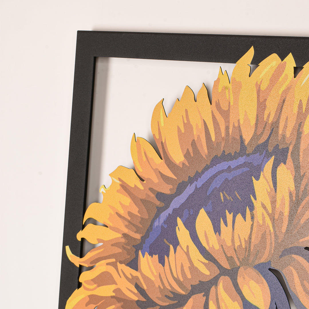 Ayçiçeği Temalı Renkli Metal Duvar Dekoru