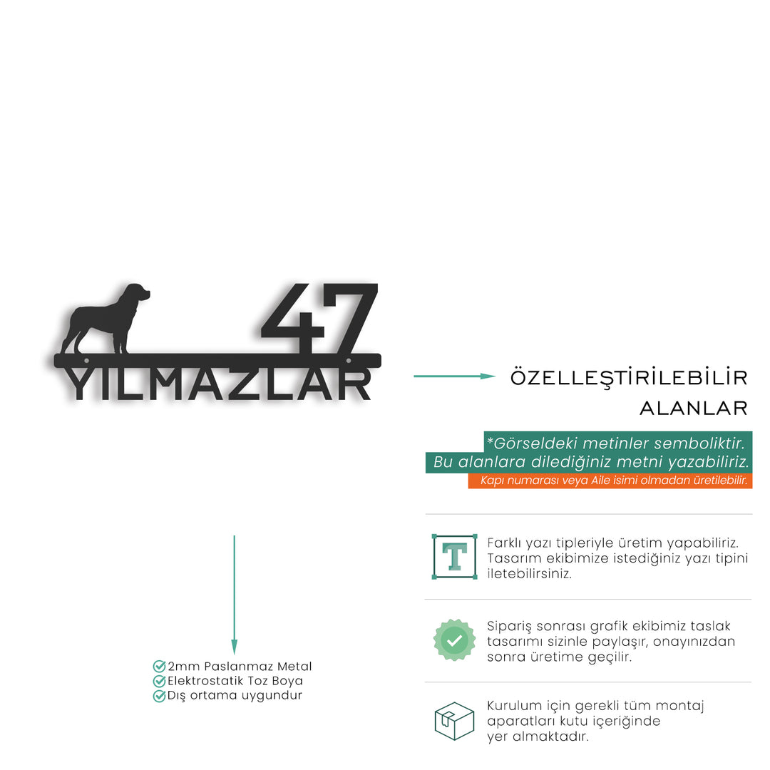 Kişiye Özel Köpek Temalı Kapı İsimliği