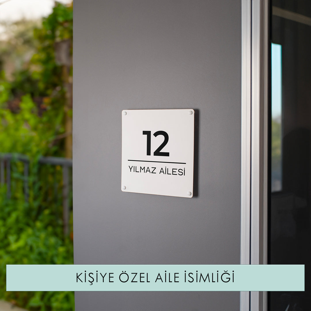 Kişiye Özel Kapı Numarası ve Aile İsmi Yazılı Metal Tabela