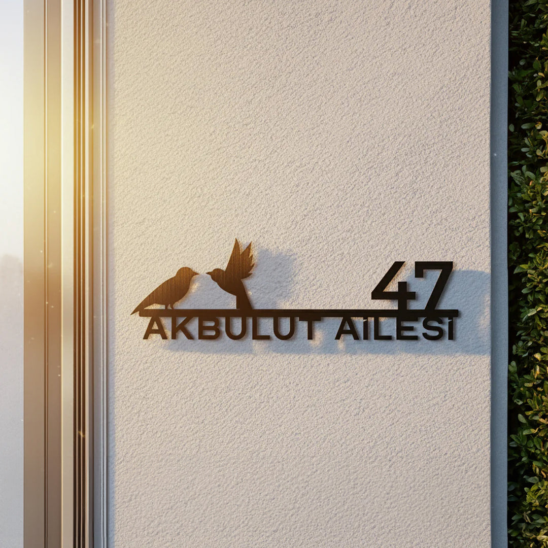Kuş Figürlü Kişiselleştirilebilir Adres Tabelası