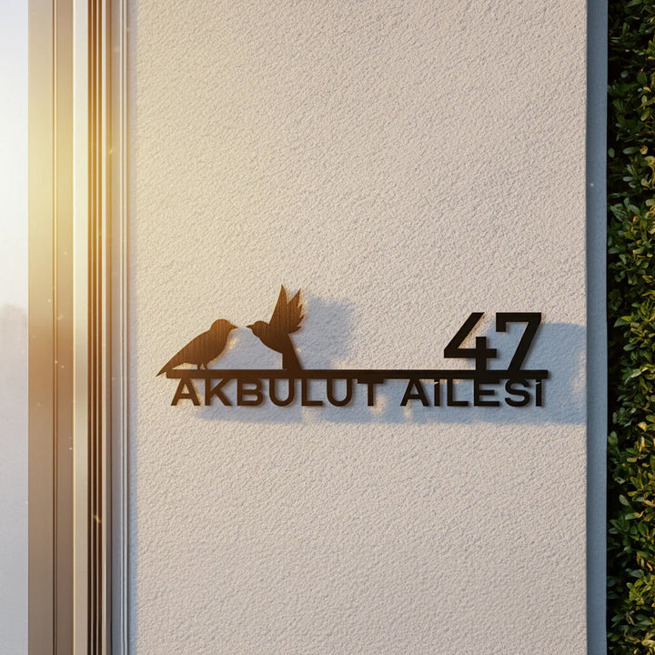 Kuş Figürlü Kişiselleştirilebilir Adres Tabelası