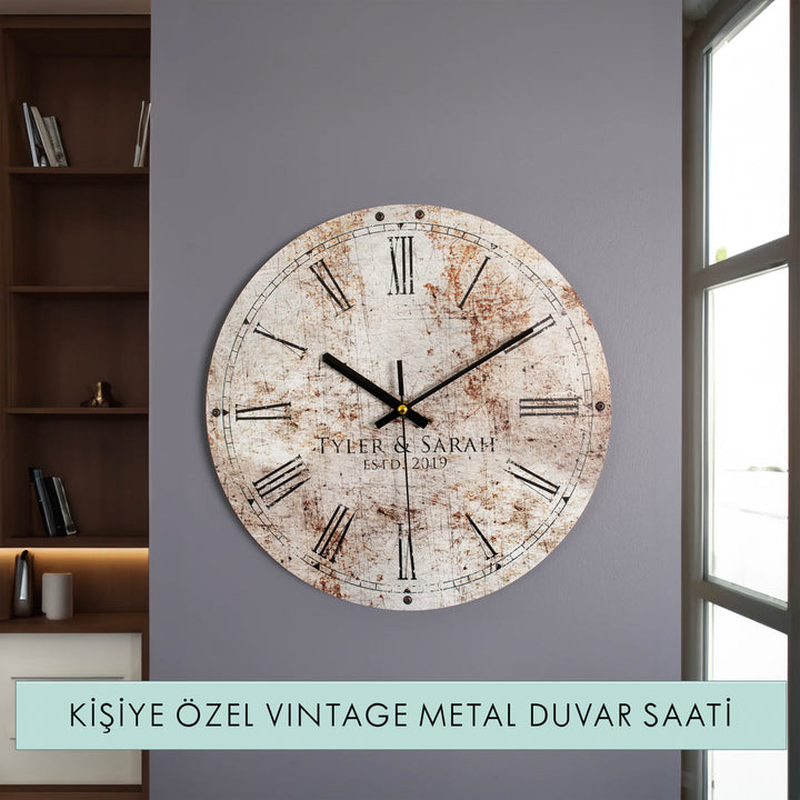 Kişiye Özel Vintage Metal Duvar Saati
