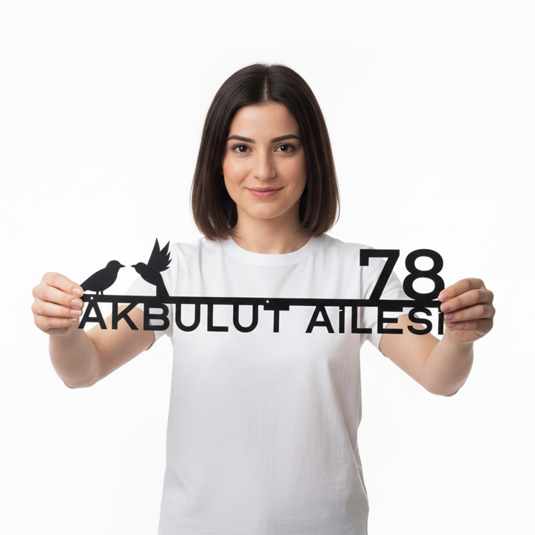 Kuş Figürlü Kişiselleştirilebilir Adres Tabelası