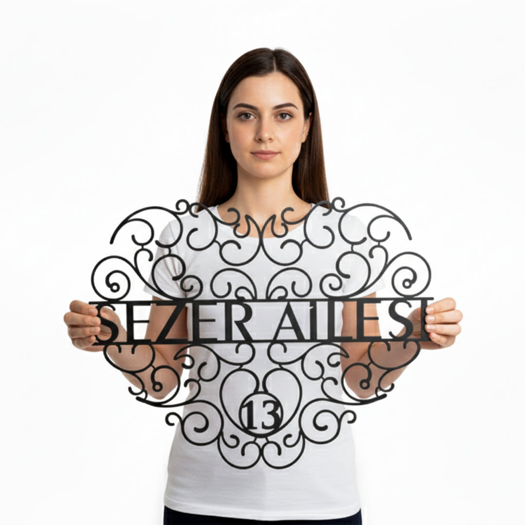 Kişiye Özel Vintage Lines Metal Aile İsimliği