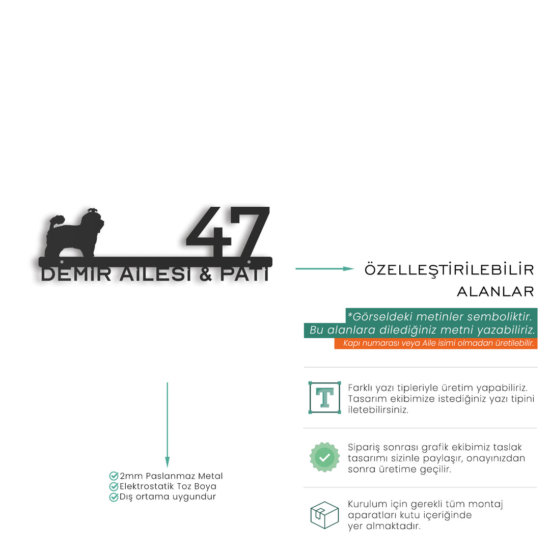 Kişiye Özel Köpek Temalı Kapı İsimliği - Set-3