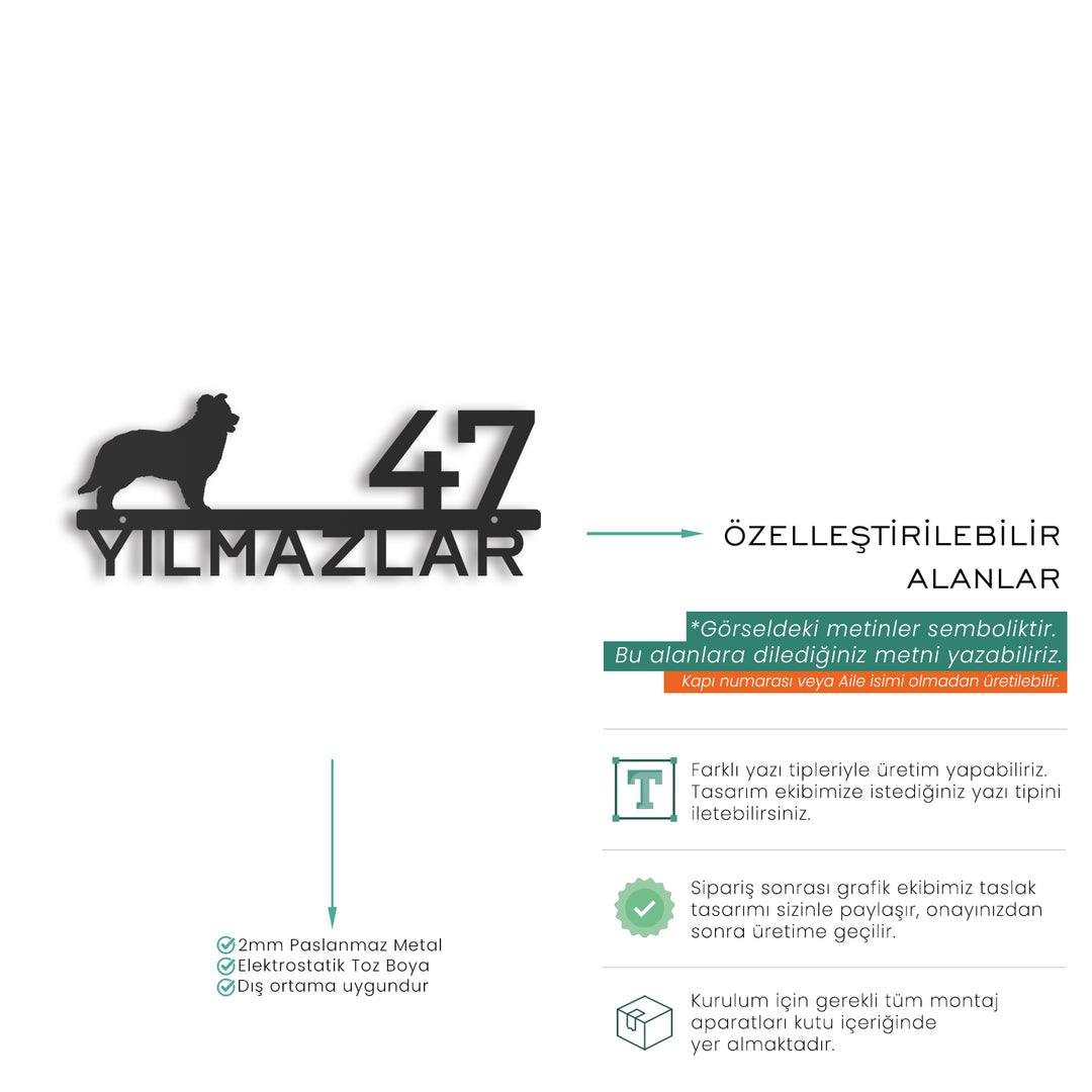 Kişiye Özel Köpek Temalı Kapı İsimliği - Set-2
