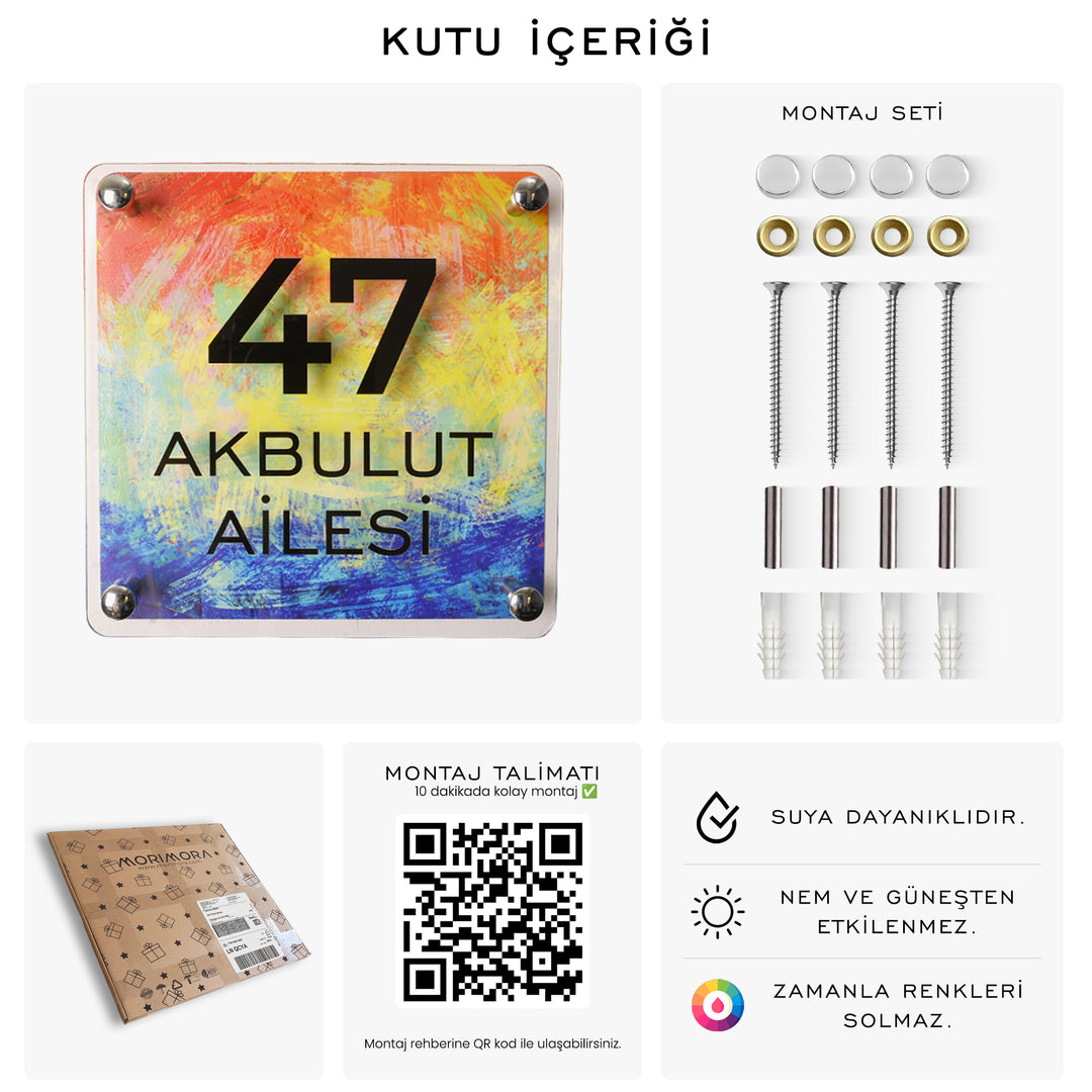 Soyut Yağlıboya Desenli Kapı İsimliği