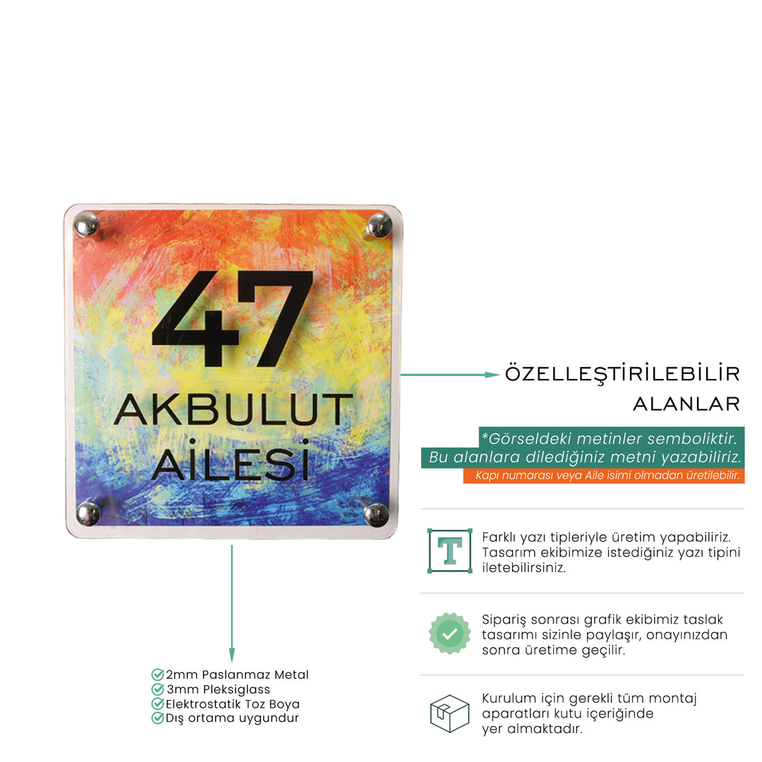 Soyut Yağlıboya Desenli Kapı İsimliği