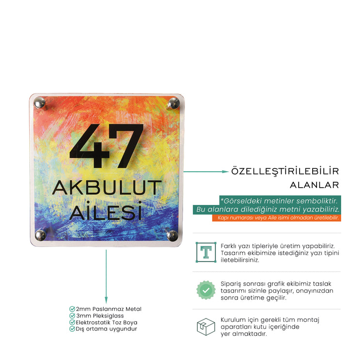 Soyut Yağlıboya Desenli Kapı İsimliği