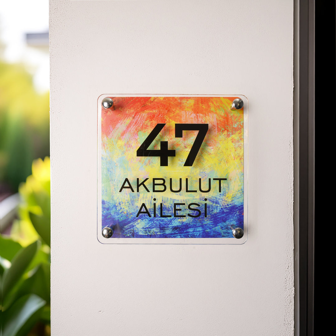 Soyut Yağlıboya Desenli Kapı İsimliği