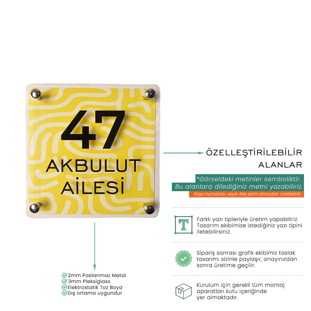 Sarı Çizgi Desenli Kapı İsimliği