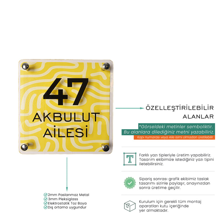 Sarı Çizgi Desenli Kapı İsimliği