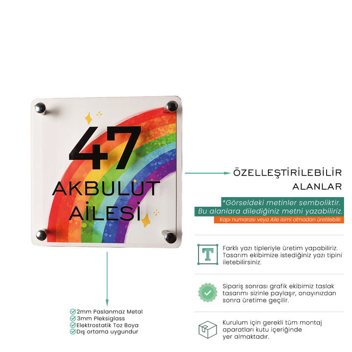 Gökkuşağı Desenli Kapı İsimliği