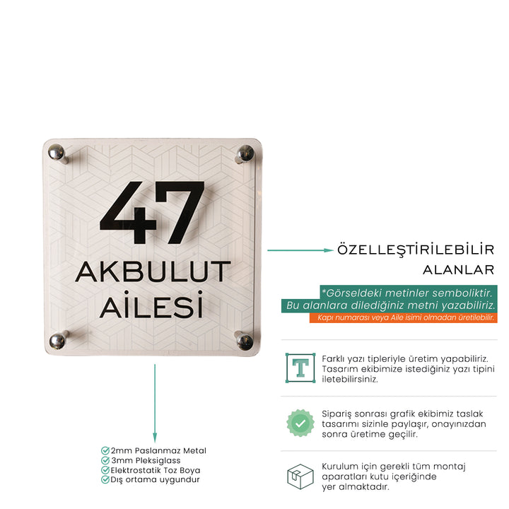 Geometrik Desenli Kapı İsimliği
