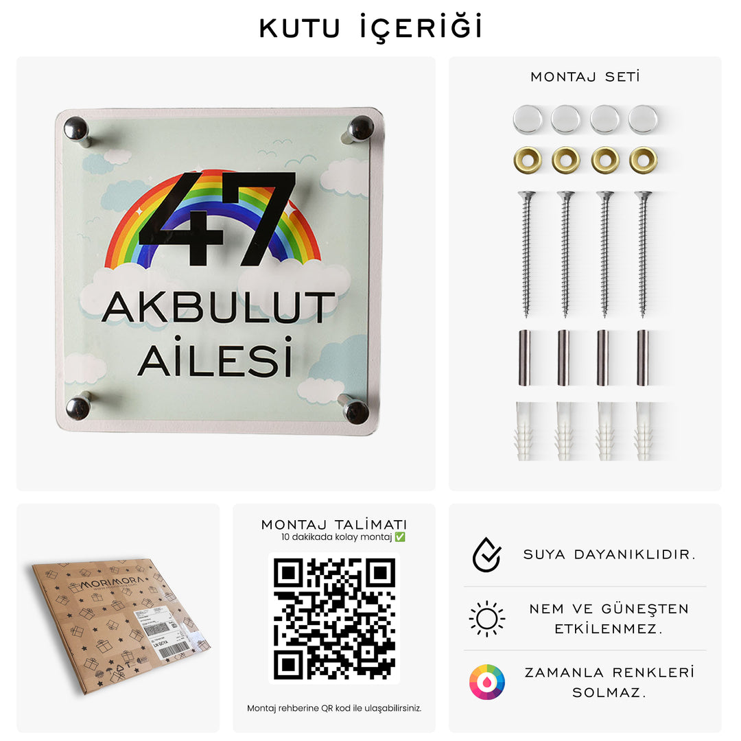 Yeşil Gökkuşağı Desenli Kapı İsimliği