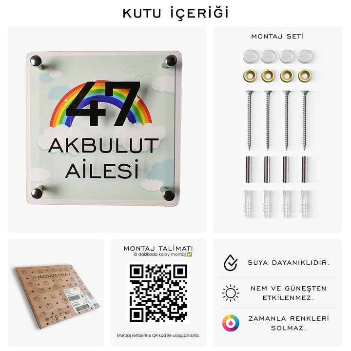 Yeşil Gökkuşağı Desenli Kapı İsimliği