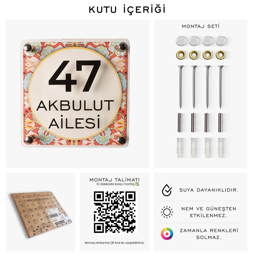 Otantik Çini Desenli Kapı İsimliği