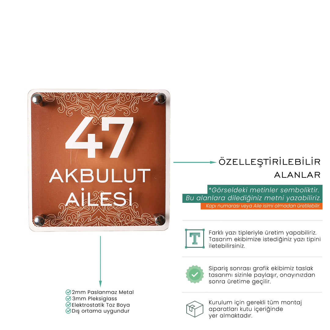 Alegra Geleneksel Desenli Kapı İsimliği